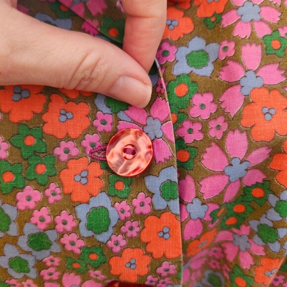 Vintage 1950's Mod Floral Print Shirtwaist Dress, Handmade - Picture 9 of 17